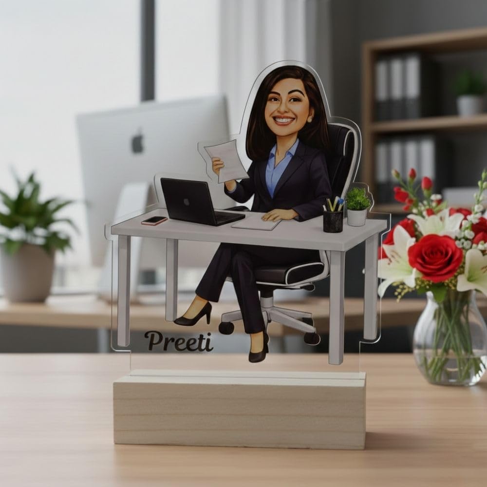 Office Girl Desk Caricature - 4