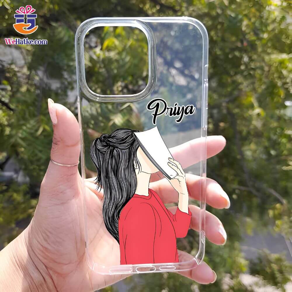 Customized Back Case For Girl With Book - 2