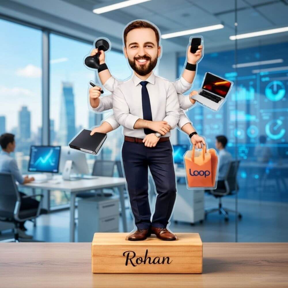 Personalized Multi-Tasking Man Caricature - 4