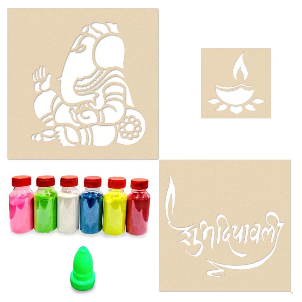 Ganesha Shubh Deepawali Diya Rangoli - 5