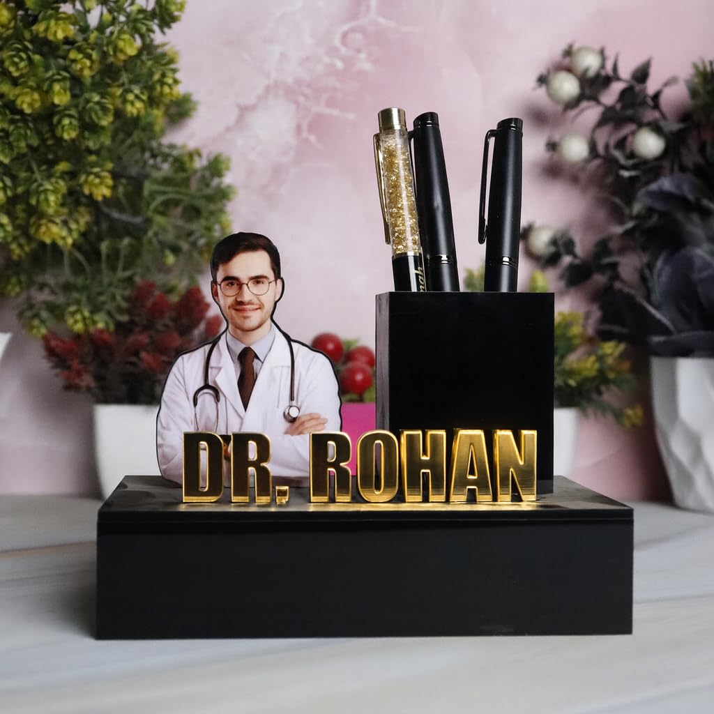 Doctor Name Pen Stand with Photo - 5
