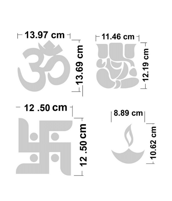 Diwali Ganesha OM Swastik Diyas Designs 3D Acrylic Decorative Golden Mirror Wall Stickers - 4