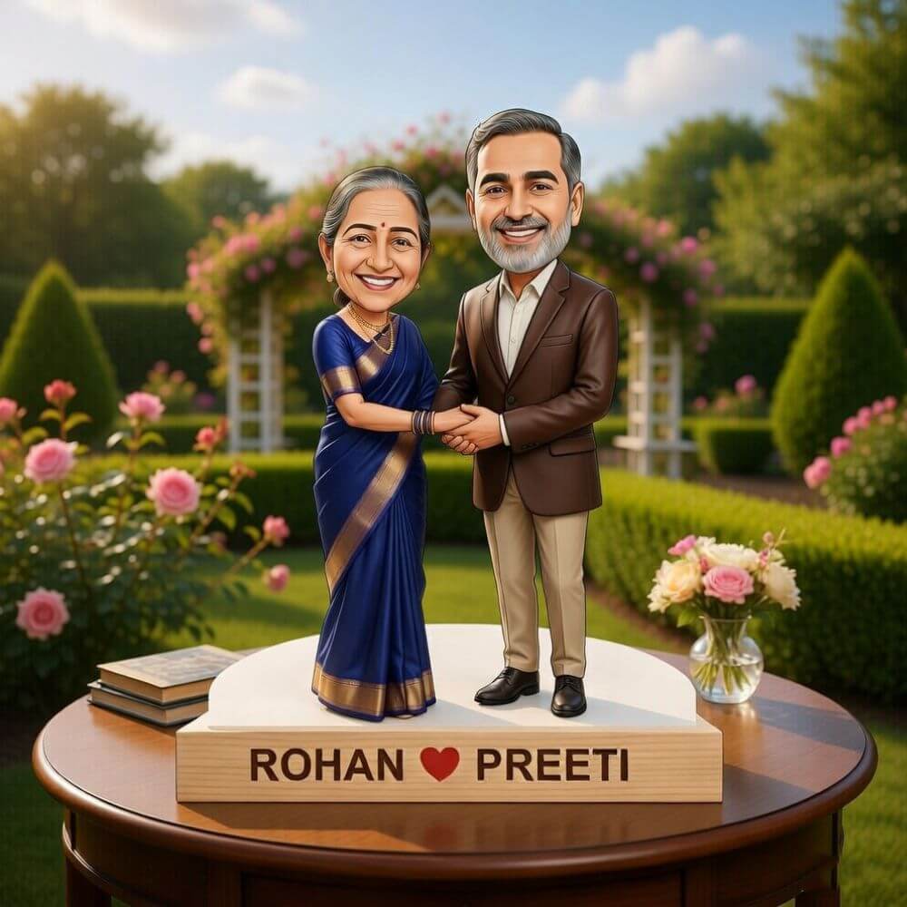 Personalized Parents Caricature Standee with Names - 3