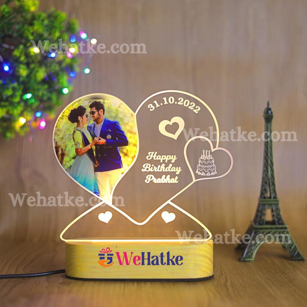 Customized Heart couple lamp with photo - 2