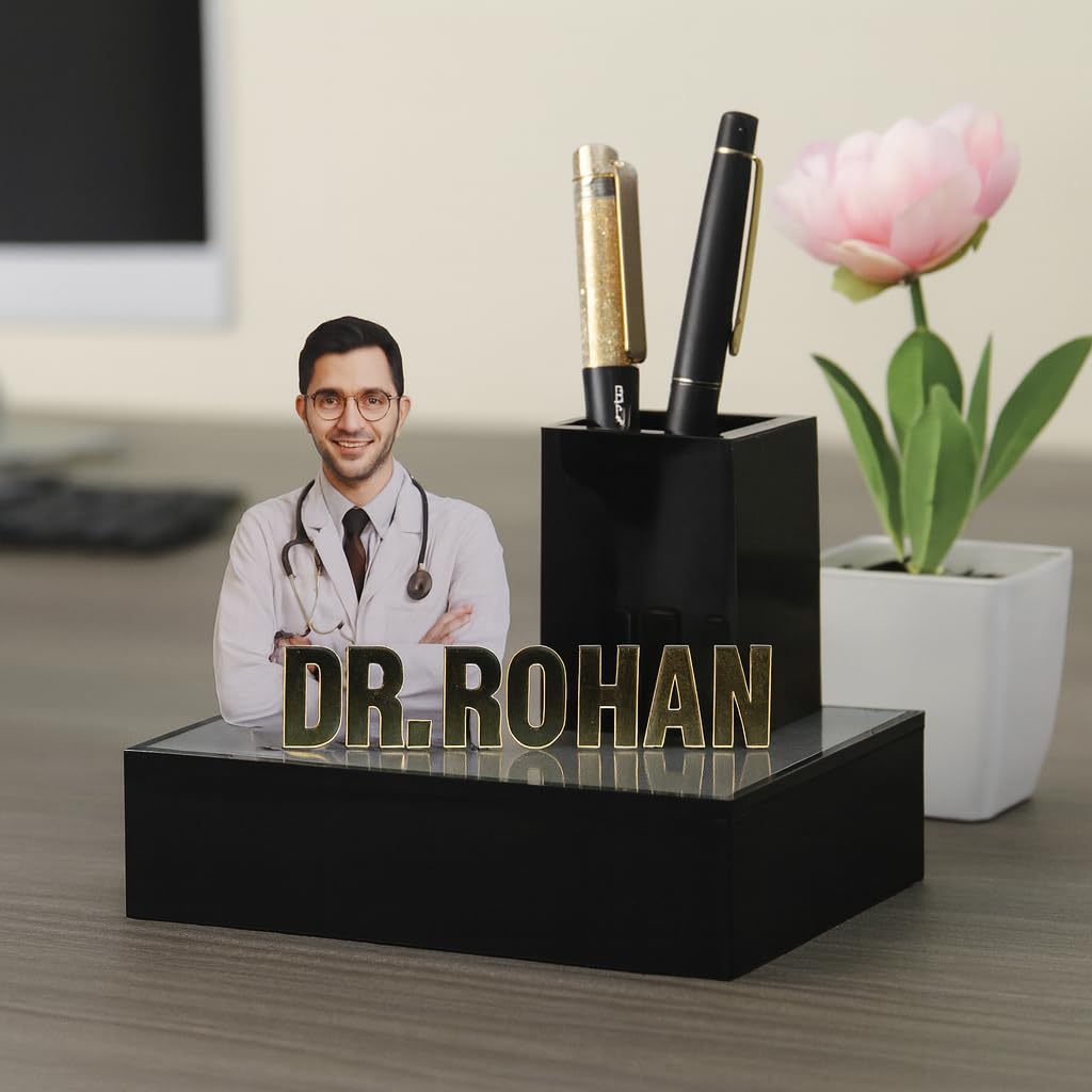 Doctor Name Pen Stand with Photo - 4