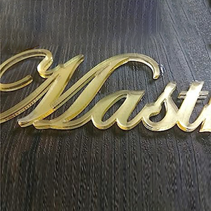 Customized Wooden Name Plate With Golden Acrylic Letter's - 3