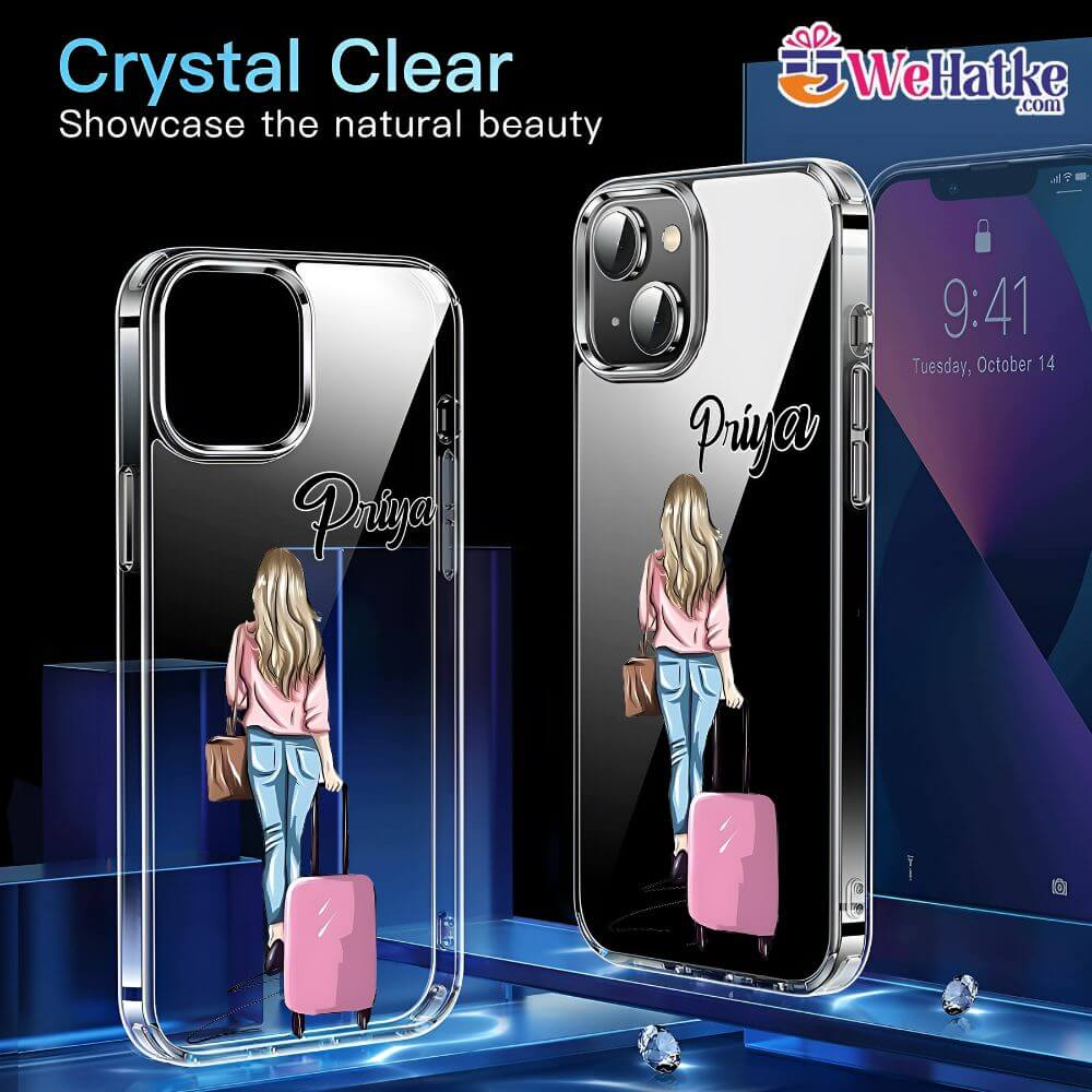 Customized Back Case For Girl Traveling With pink Bag - 4
