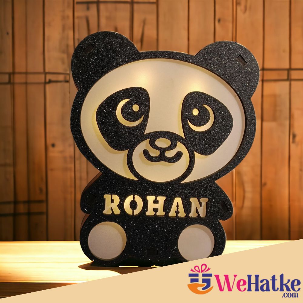 Personalized Wooden Panda Lamp With Name - 3