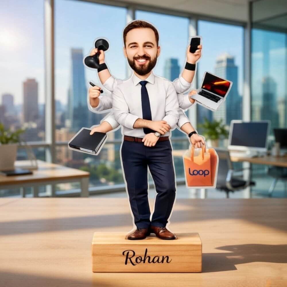 Personalized Multi-Tasking Man Caricature - 3