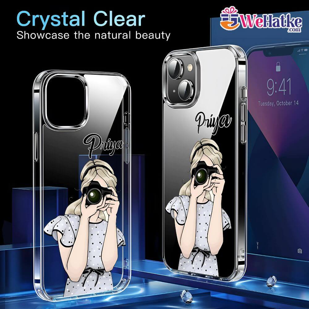 Customized Back Case Girl Clicking photo With Camera - 4