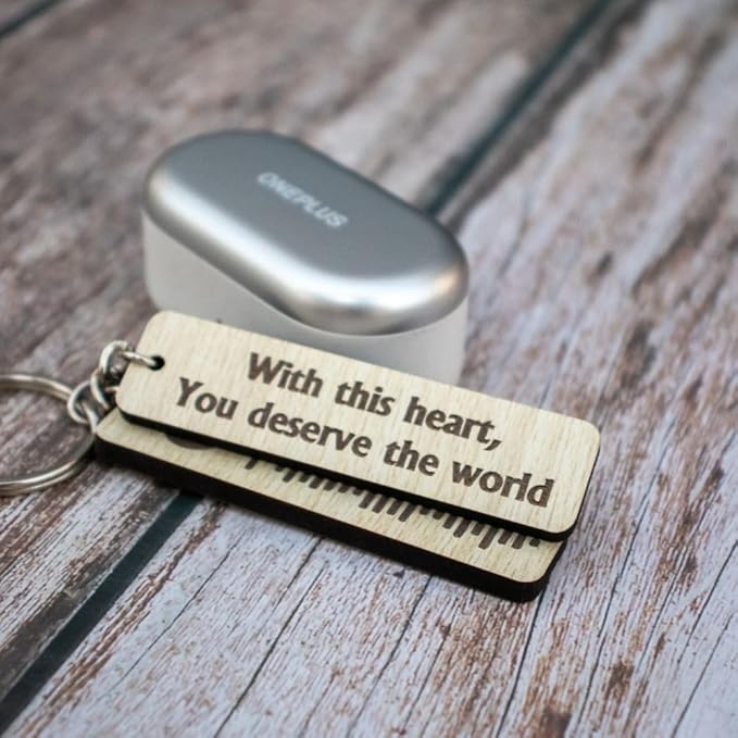 Customized wooden spotify keychain with song & message - 3