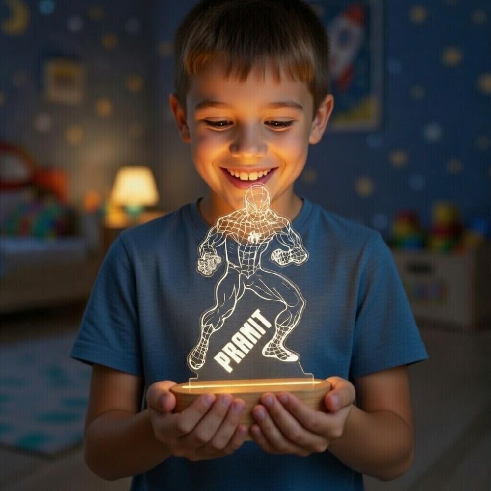 Personalized Spiderman LED Lamp with Name - 2