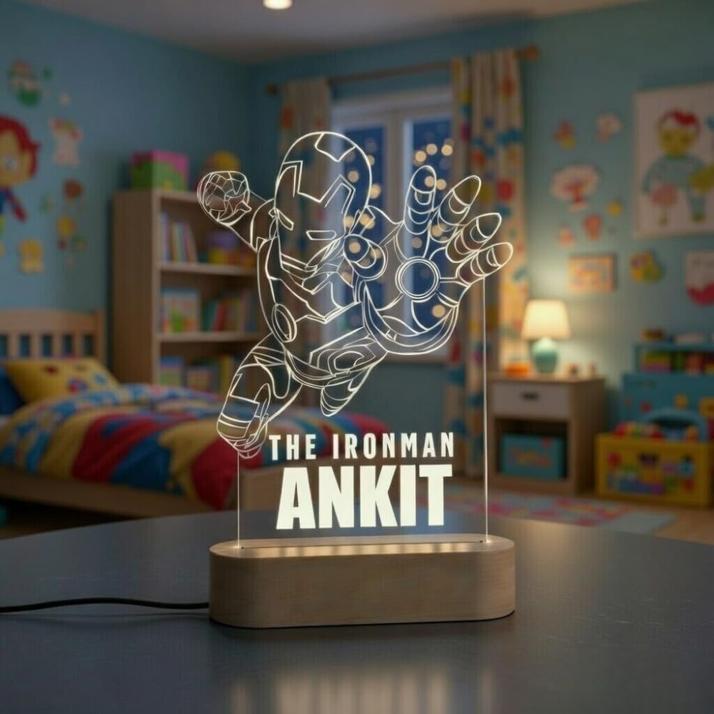 Personalized Iron Man LED Lamp with Name - 3
