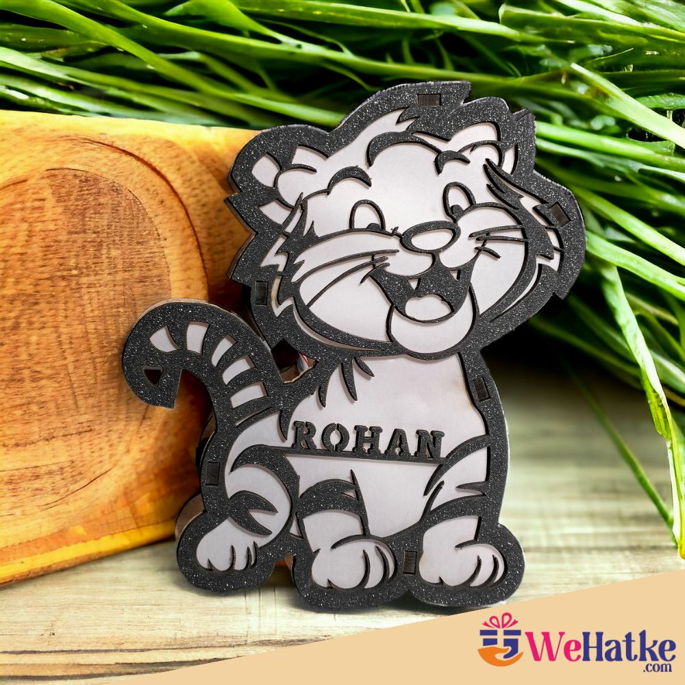 Personalized Wooden Tiger Lamp With Name - 5