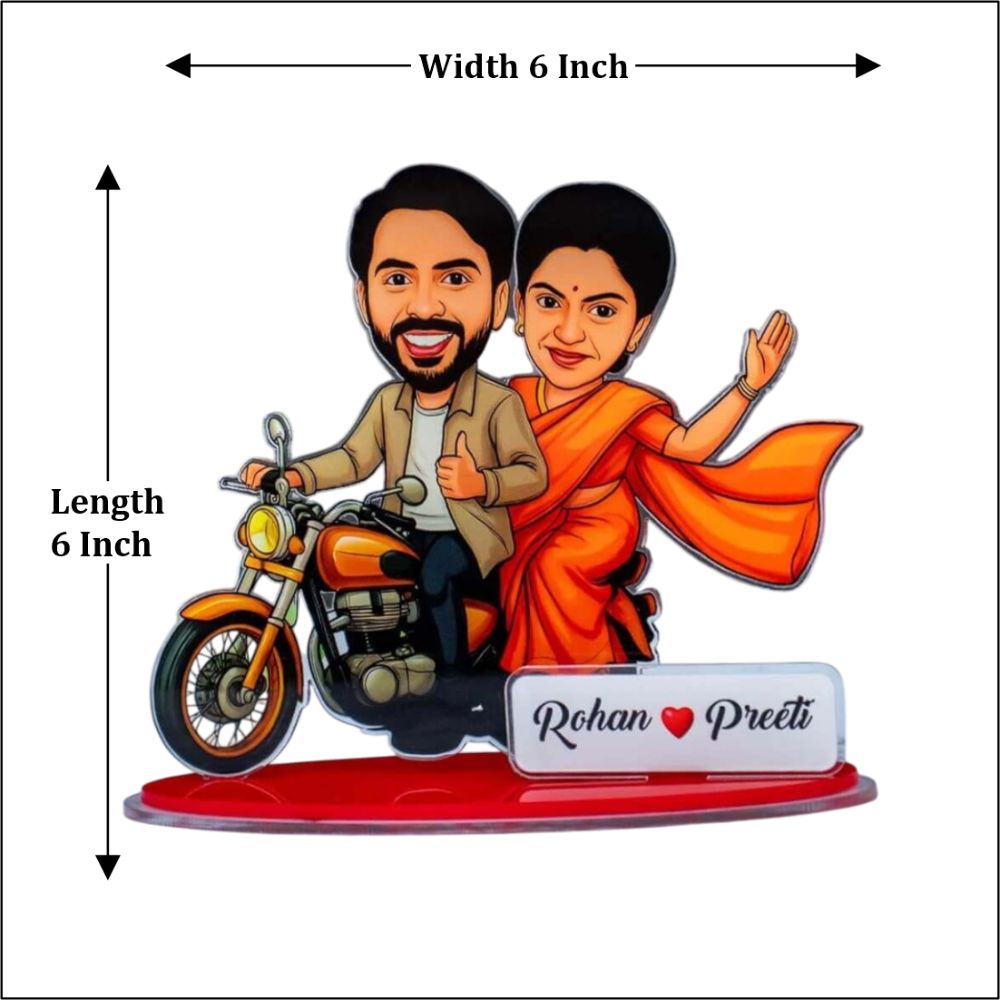 Couple Bike Standee  with Custom Cartoon Faces - 8