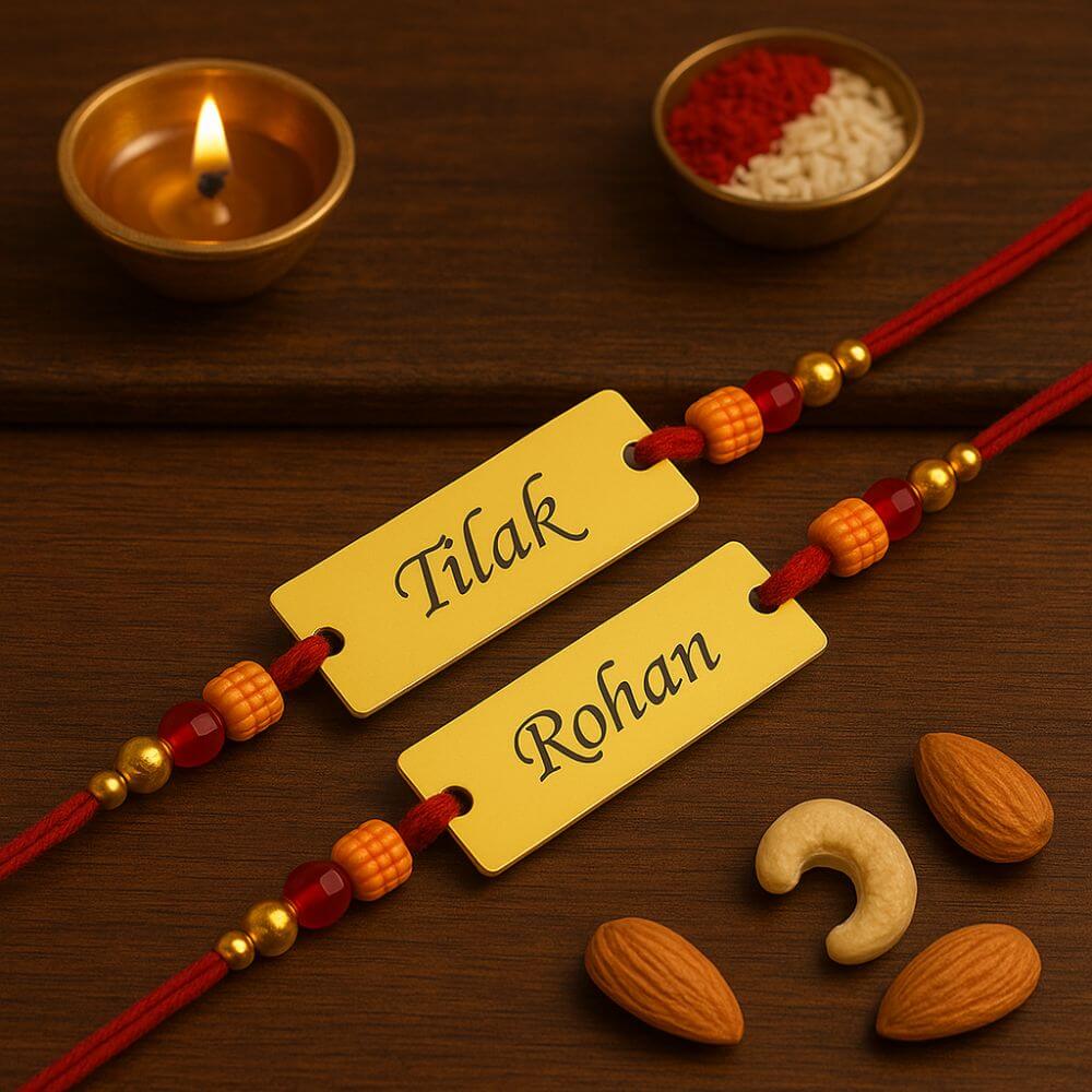 Metal Rakhi With Name Engrave - 4