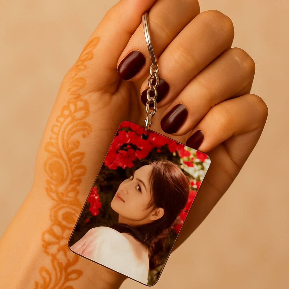 Custom MDF Photo & QR Code Keychain - 2