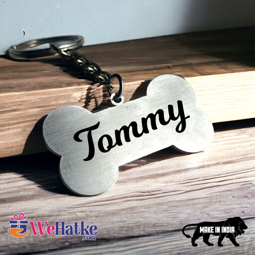 Dog Lover's Bone Shape Metal Keychain - 4