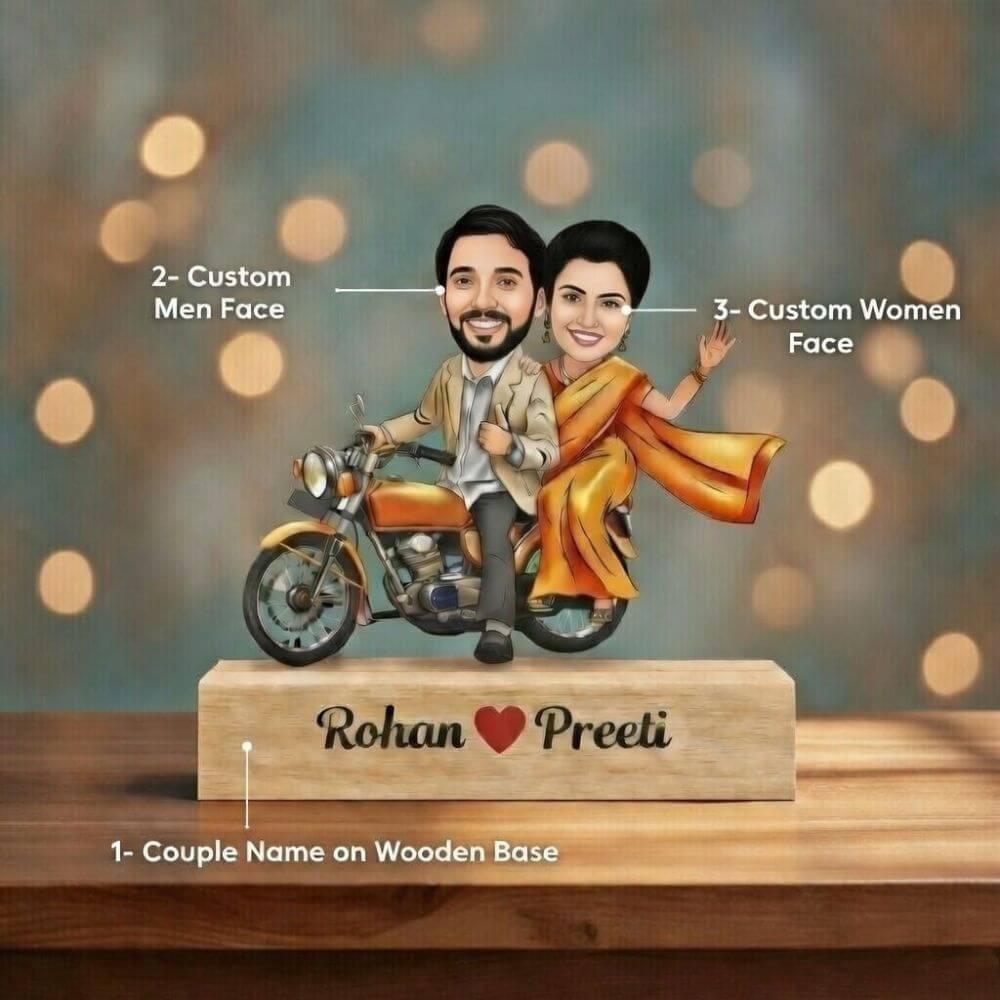 Customized Couple Caricature on Bike Riding - 3
