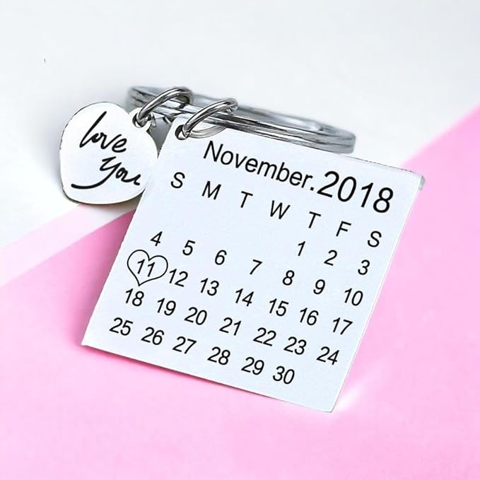 Metal Keychain With Calendar & Name double sided - 2