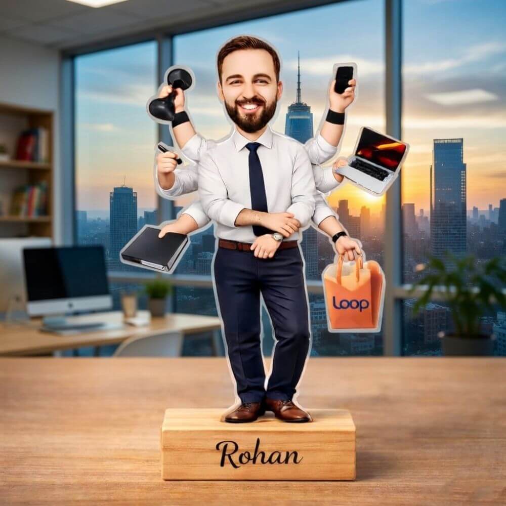 Personalized Multi-Tasking Man Caricature - 5