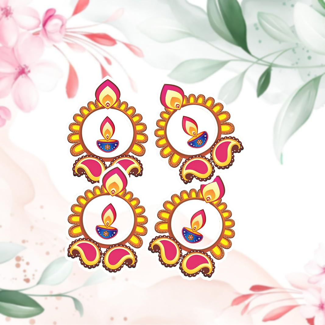 Paper Hanging Rangoli Deepak for Diwali Decoration Pack Of 5 - 3