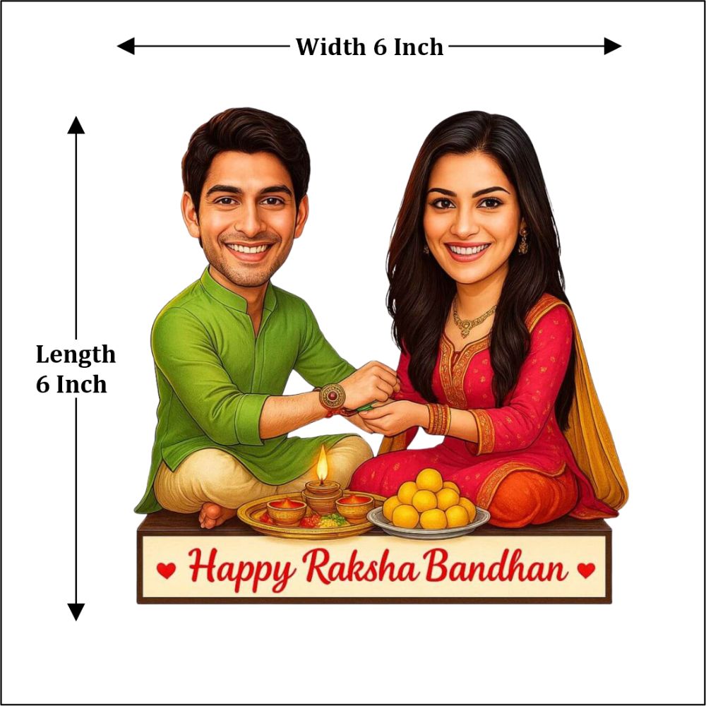 Custom Brother-Sister Rakhi Caricature Standee-Happy Raksha Bandhan - 4