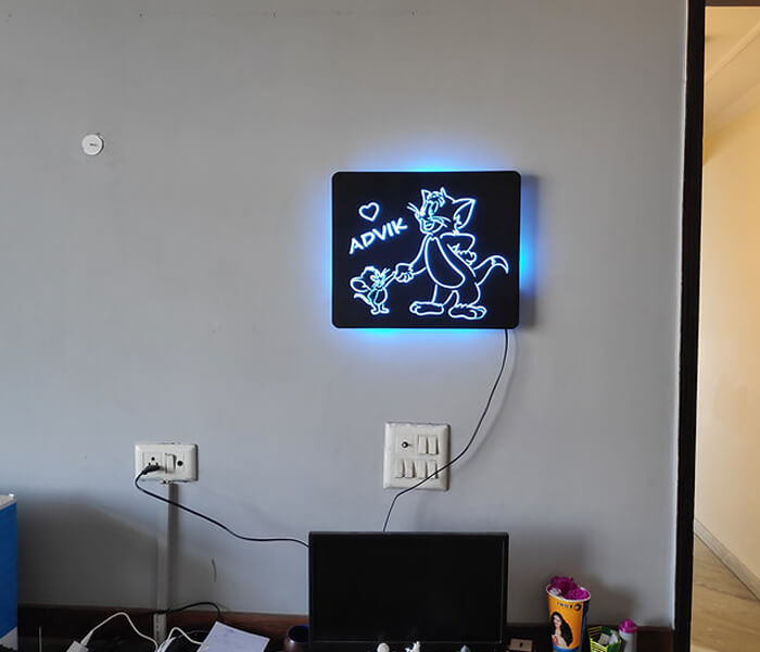 Customized Tom & Jerry Wall hanging Led Frame with Name - 2