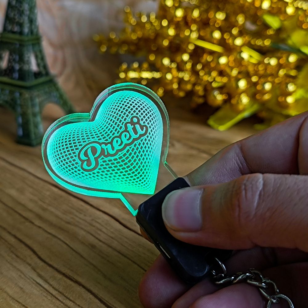 Customized Rechargeable 3D Illusion Light Keychain With Name - 2