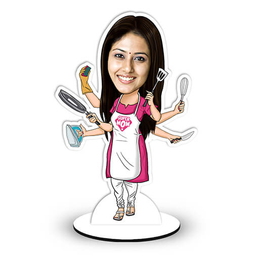 Customized Multi Tasking Super Mom Caricature - 2