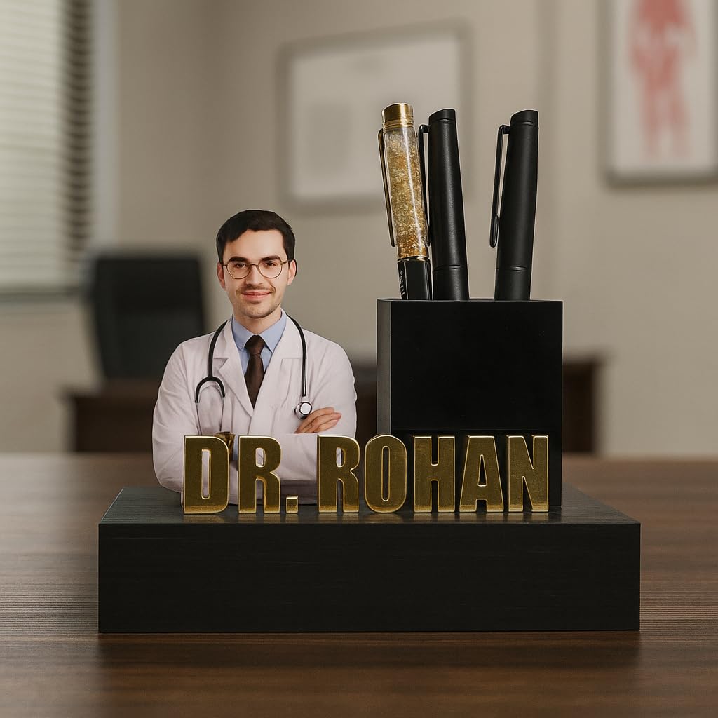 Doctor Name Pen Stand with Photo - 3