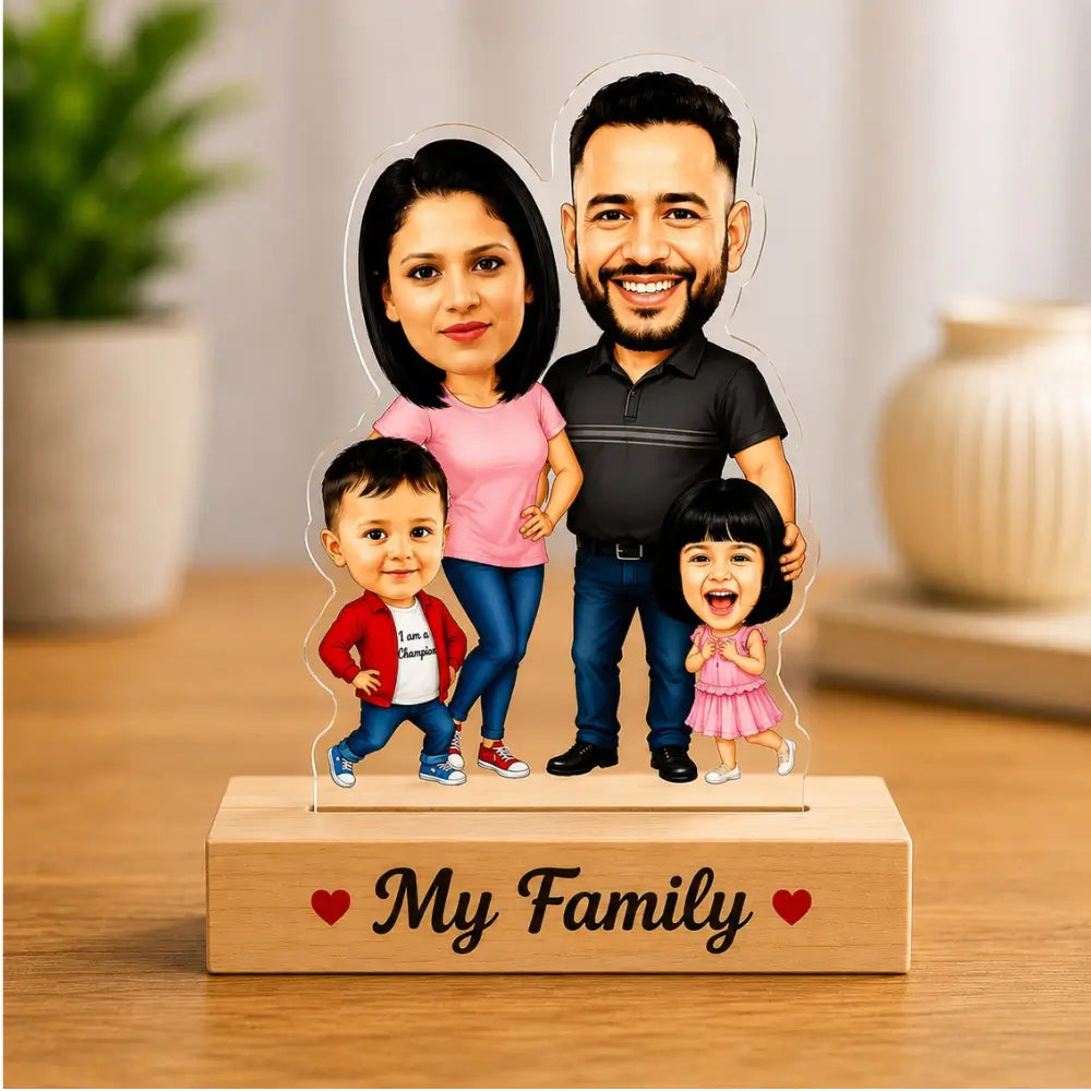 customized family caricature for 4 persons