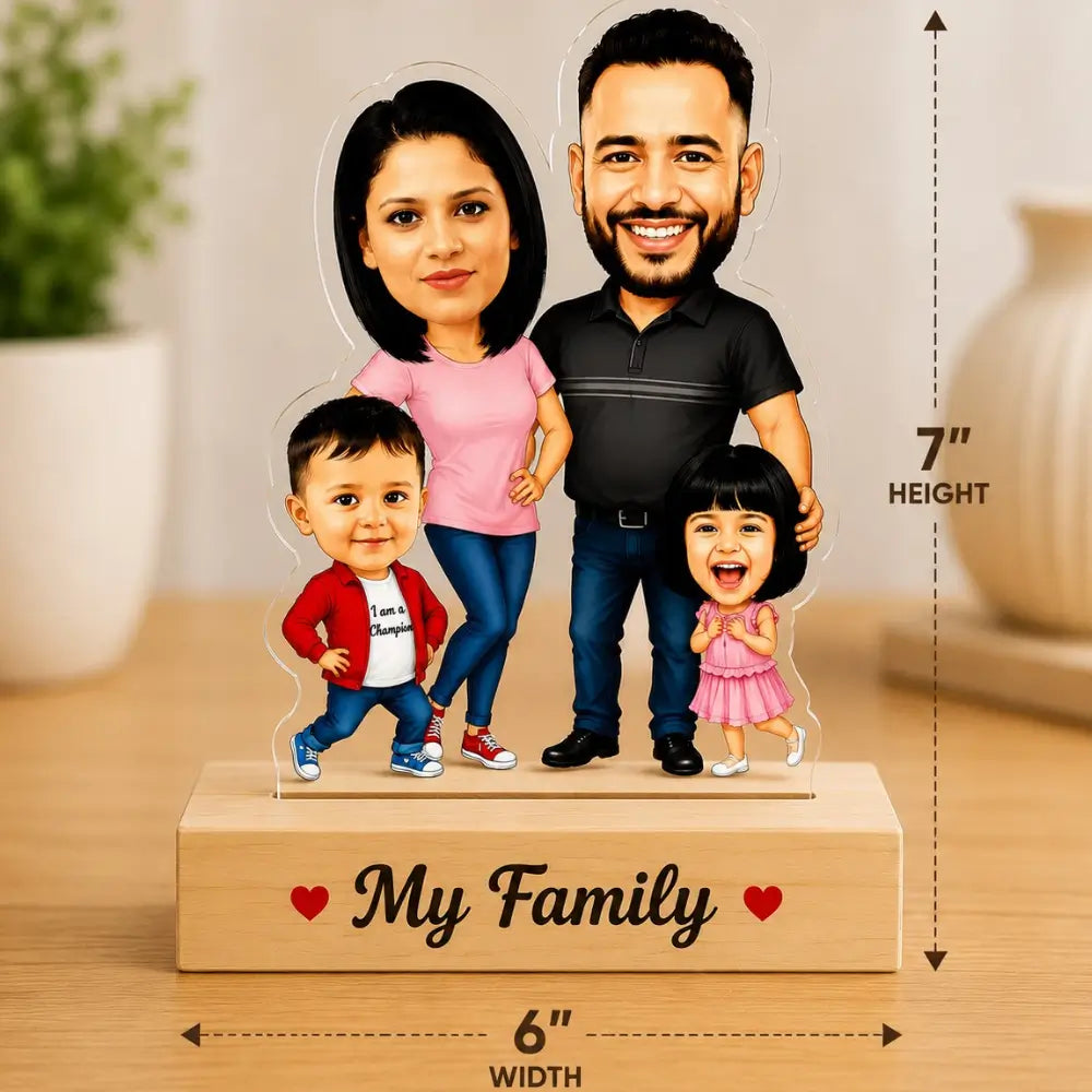 customized family caricature for 4 persons