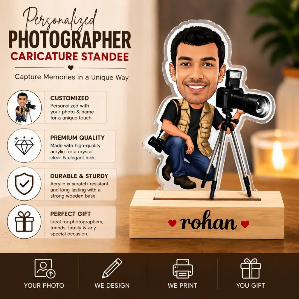 Customized Photographer Caricature for Boys/Men