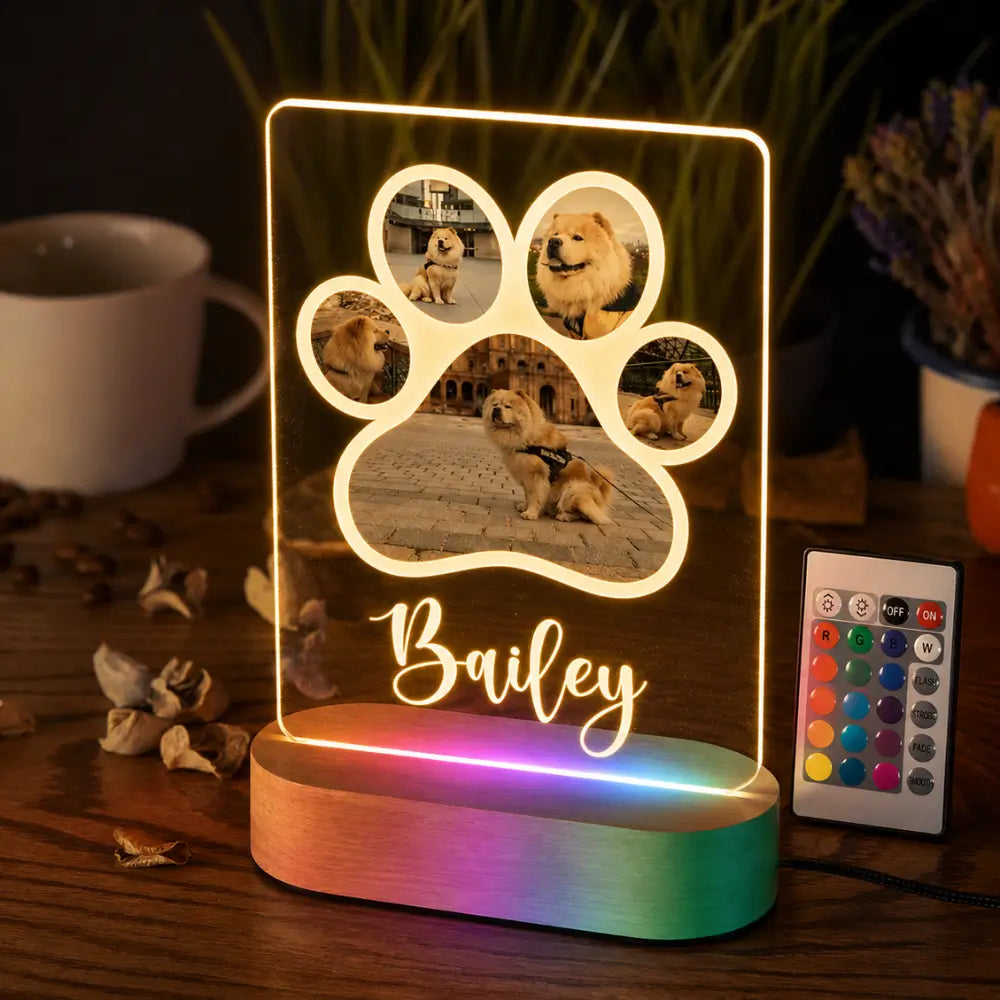 Customized 3D Illusion Dog Photo Lamp With 5 Photos