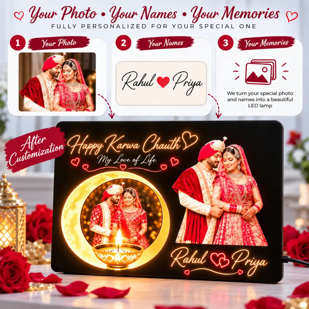 Personalized Karwa Chauth LED Photo Lamp |