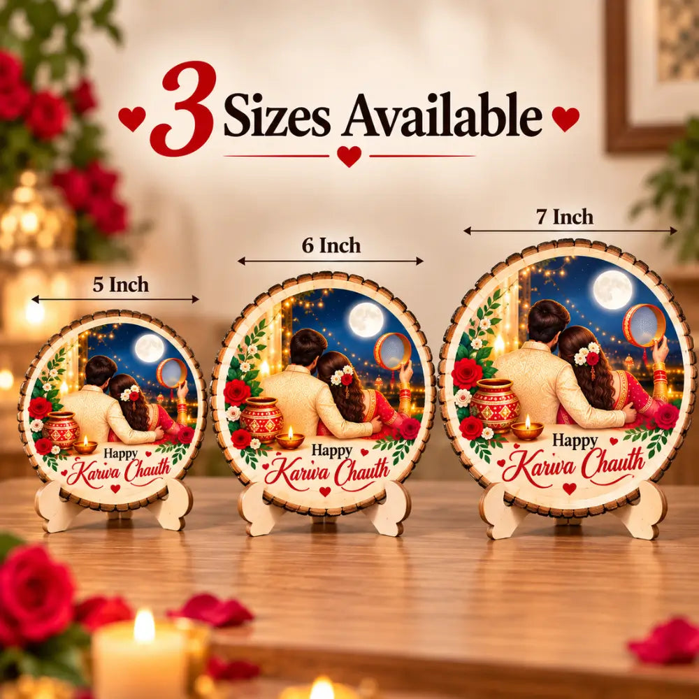 Personalized Karwa Chauth Wooden Photo Slice |