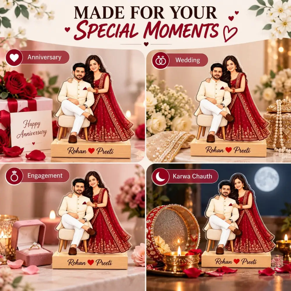 Personalized Karwa Chauth Couple Caricature Standee