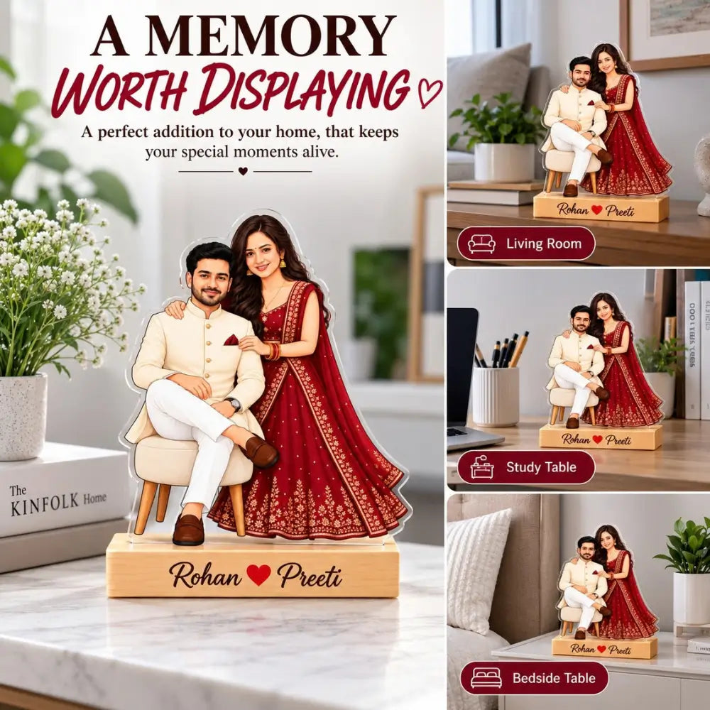 Personalized Karwa Chauth Couple Caricature Standee