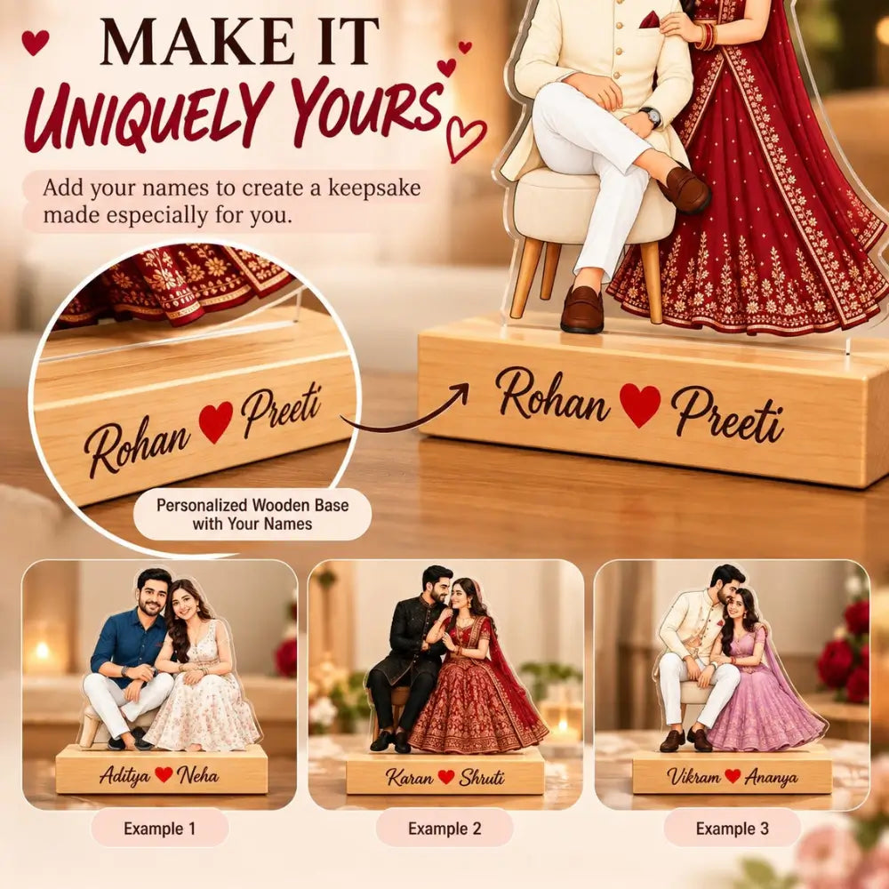 Personalized Karwa Chauth Couple Caricature Standee