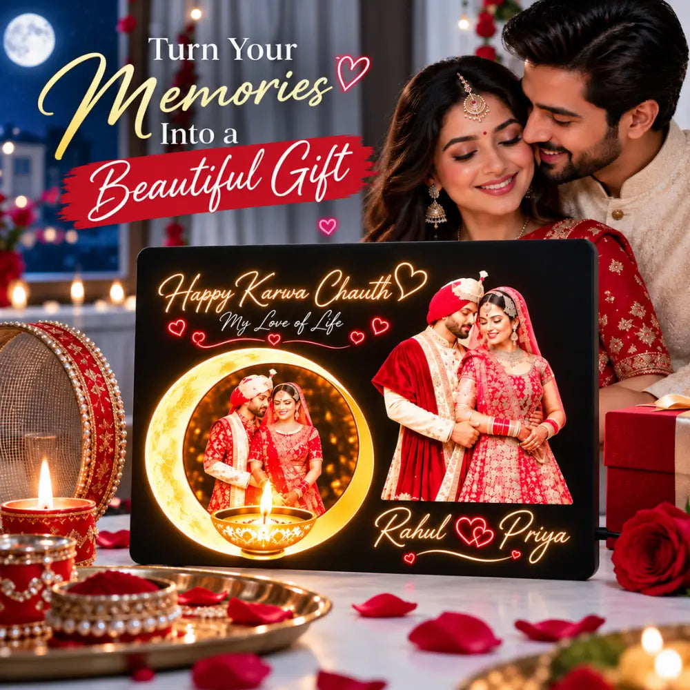 Personalized Karwa Chauth LED Photo Lamp |