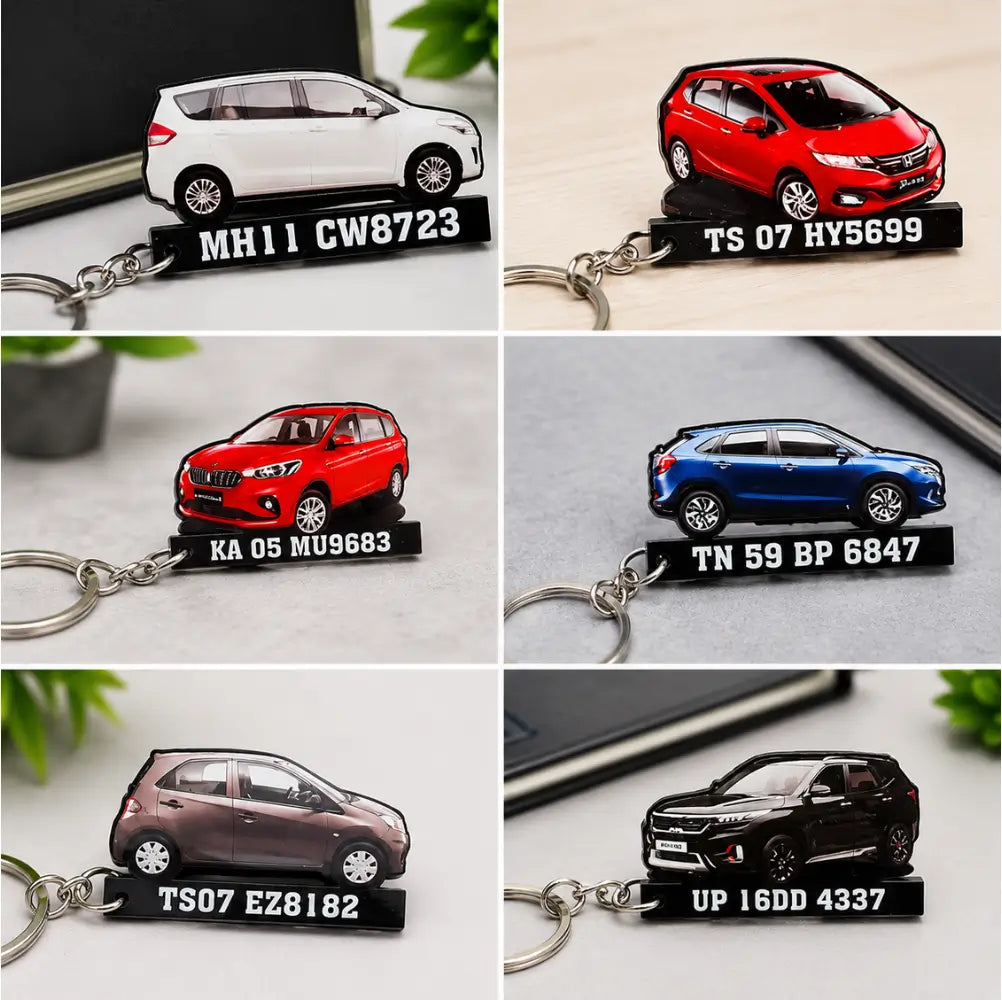 Customized car keychain with photo and number