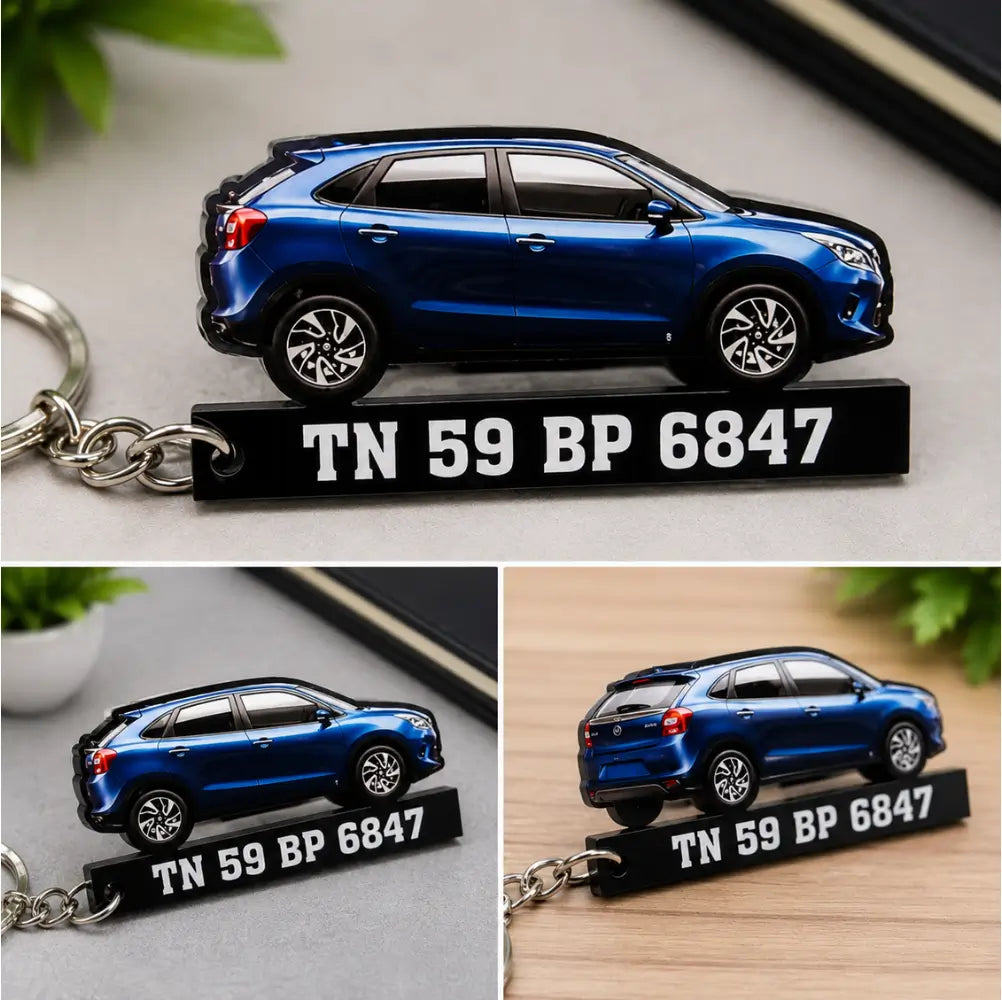 Customized car keychain with photo and number