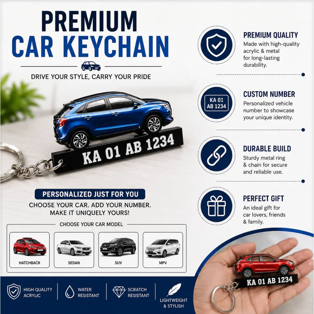 Customized car keychain with photo and number