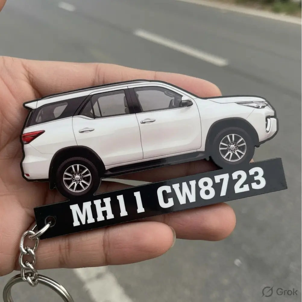 Customized car keychain with photo and number
