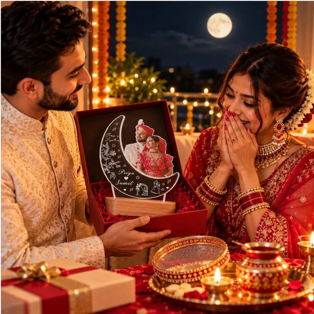 Personalized Karwa Chauth LED Moon Lamp