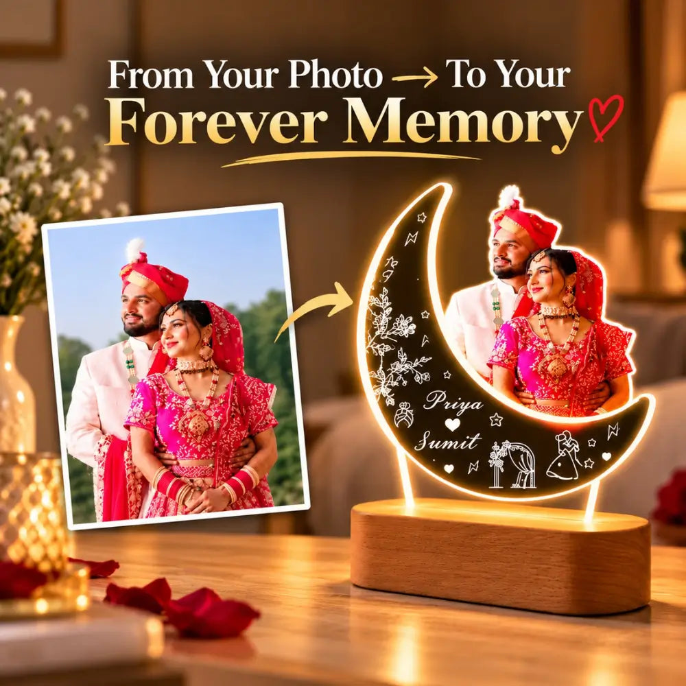 Personalized Karwa Chauth LED Moon Lamp