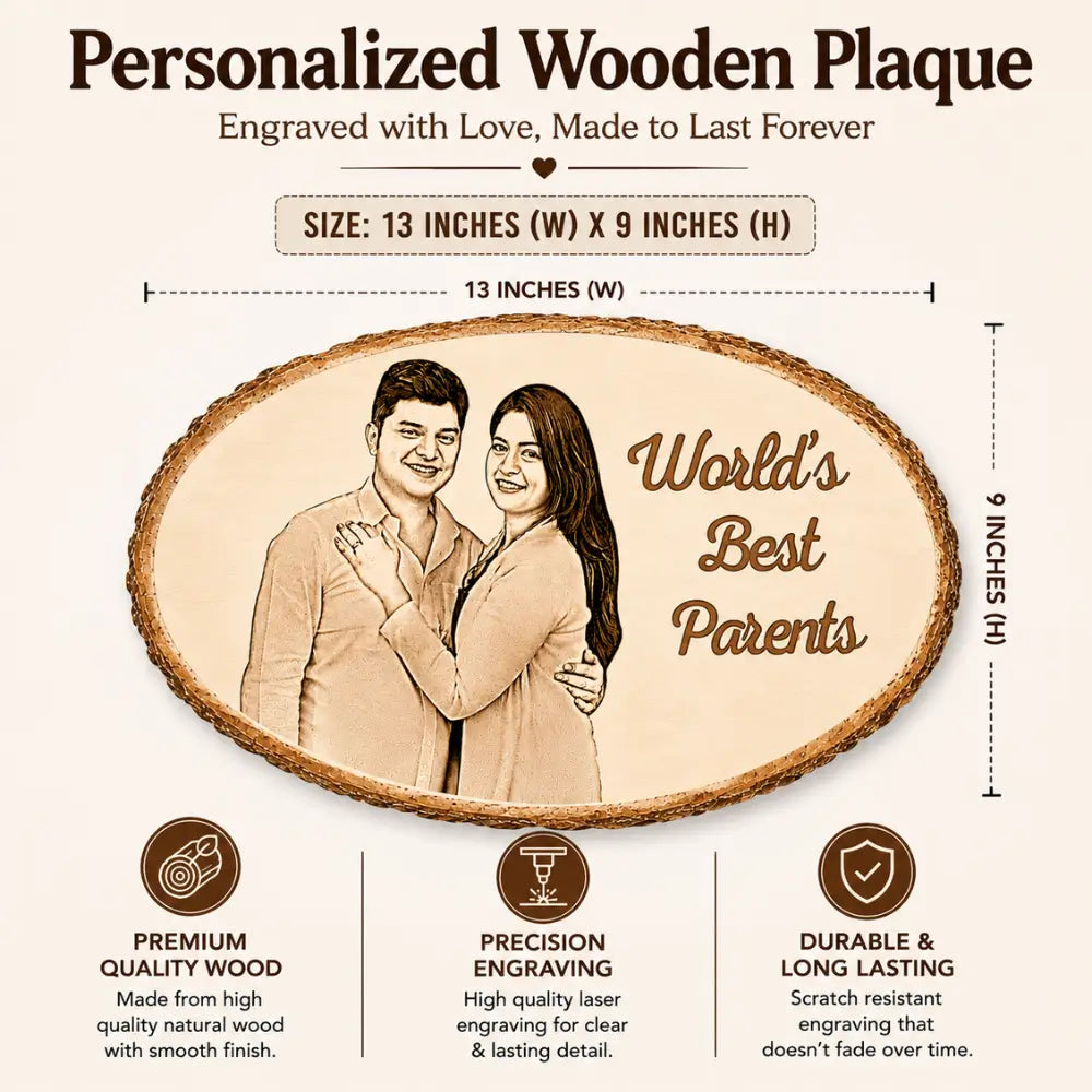 Personalized Engraved Wooden Slice Photo Plaque with Stand