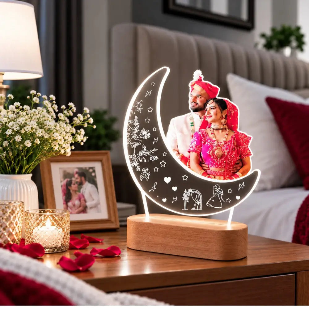 Personalized Karwa Chauth LED Moon Lamp