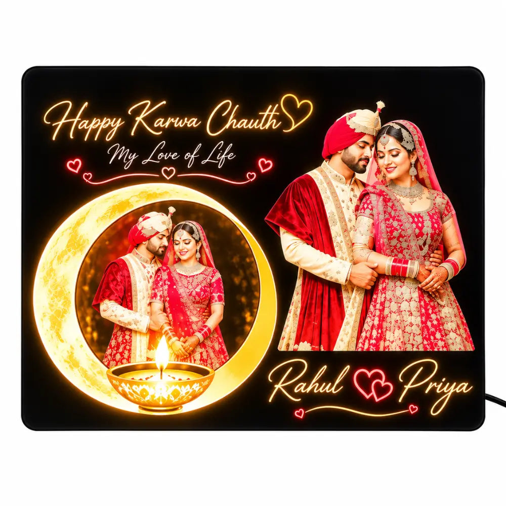 Personalized Karwa Chauth LED Photo Lamp |